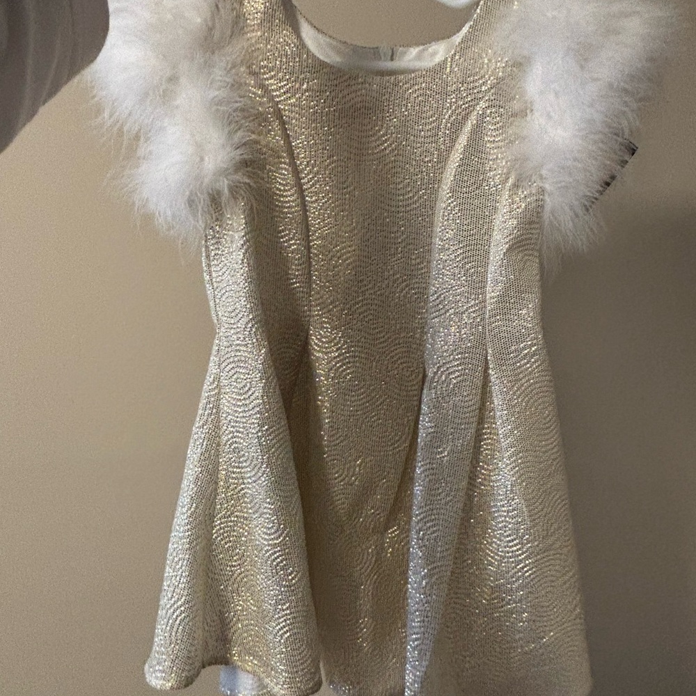 Elegant Cream Dress with Feather Accents